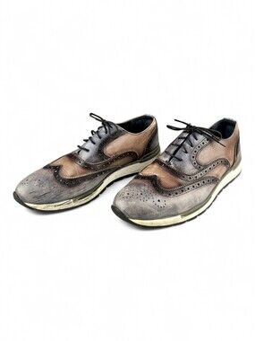 Duca Leather Wingtip Sneakers Mens EU 43 US 9.5 Brown Charcoal Brogue Italy